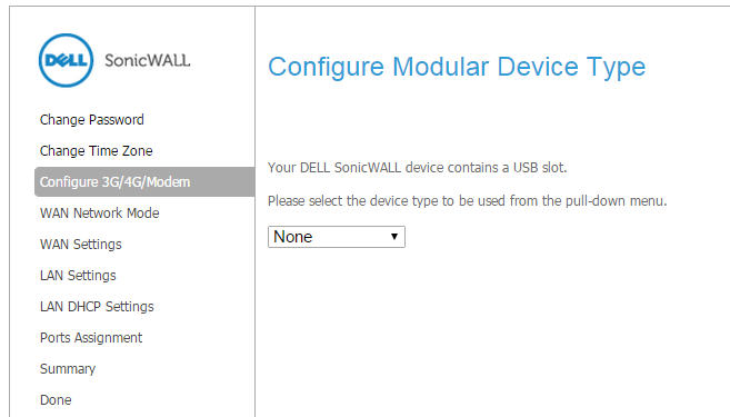 sonicwall config modular device