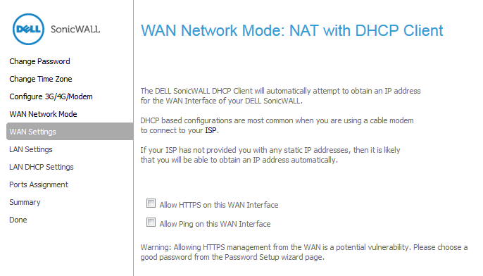 sonicwall nat dhcp client